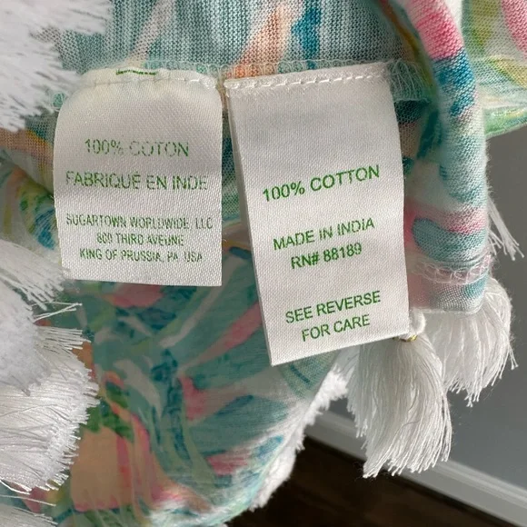 EUC Lilly Pulitzer Linzy Top In Multi Sea Salt And Sun Sz Small with Tassels - Picture 7 of 9